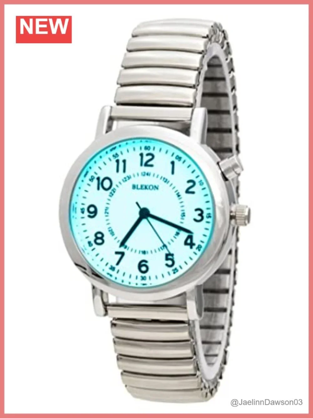 Women's Light Up Dial Watch Glow in Dark Analog Quartz Metal Expansion Band